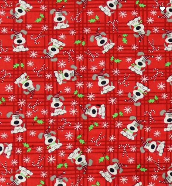 Christmas Pups on Flannel
