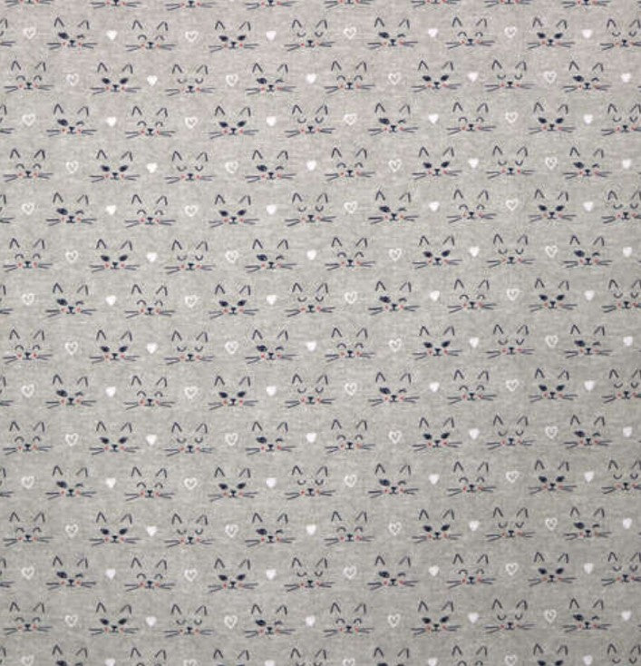 Cat Faces Hearts and Whiskers Flannel